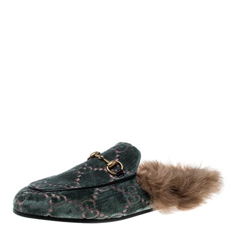 gucci flat|Gucci flats with fur.